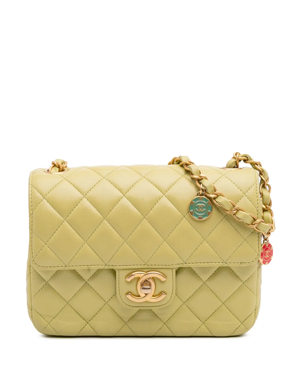 CHANEL Pre-Owned 2021-2025 Mini Square Lambskin Casino Royale Charms CHANEL Pre-Owned 2021-2025 Mini Square Lambskin Casino Royale Charms