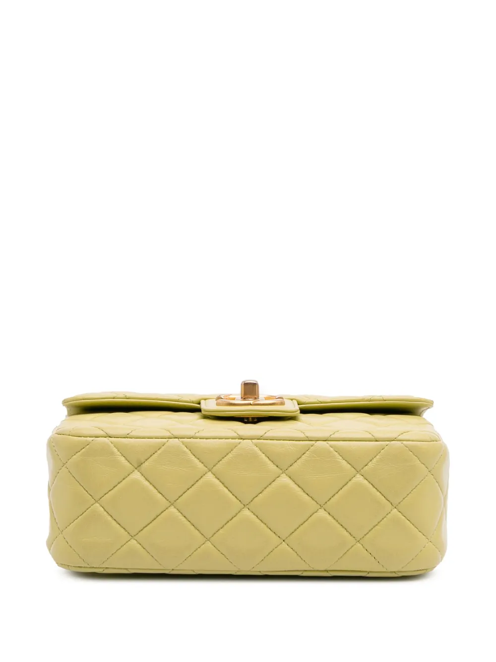 Pre-owned Chanel 2021-2025 Mini Square Lambskin Casino Royale Charms Single Flap Crossbody Bag In Green