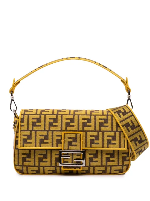 Fendi Pre-Owned 2010-2025 FRGMT x Zucca Embroidered Canvas Baguette satchel