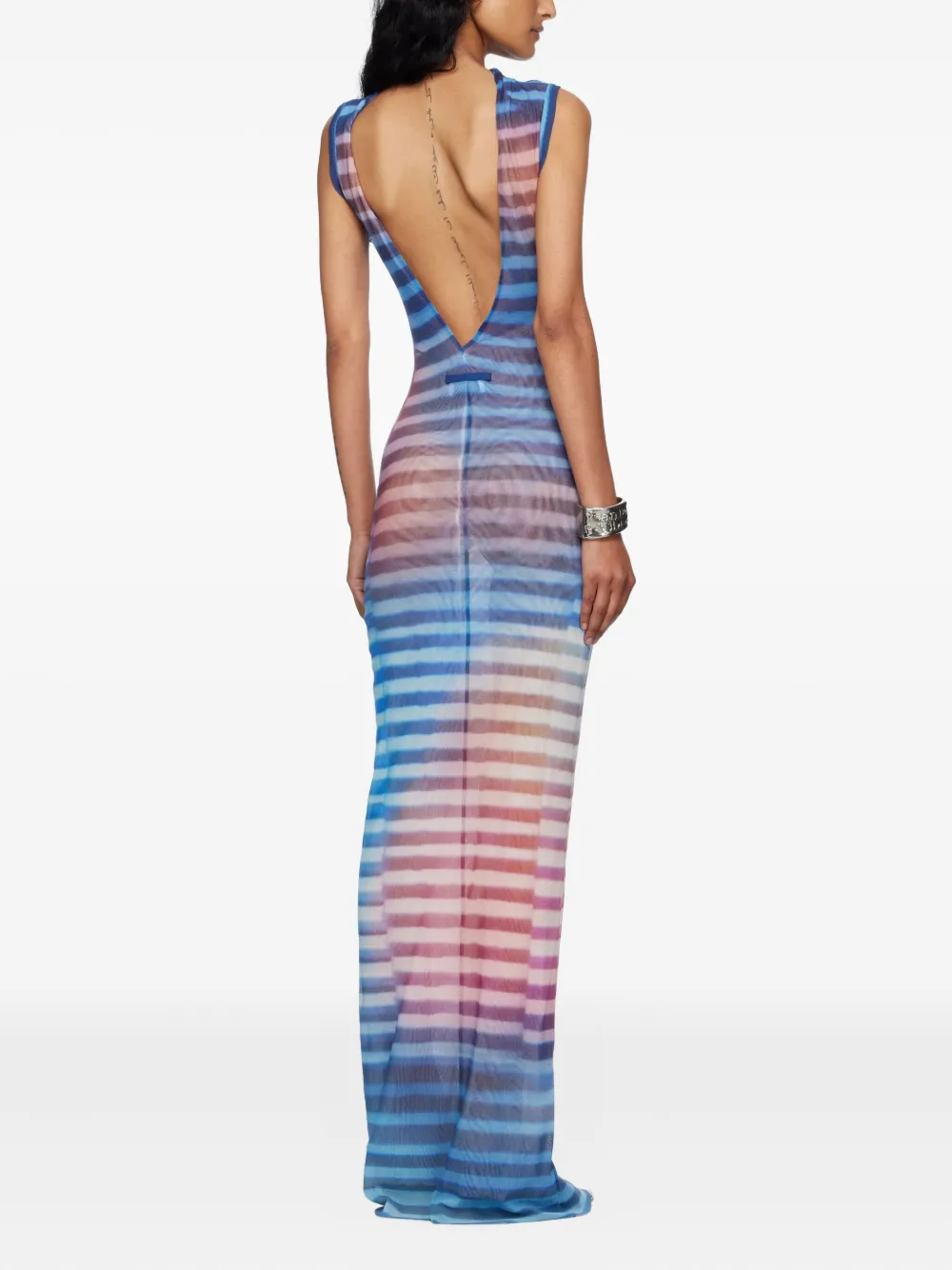 Jean Paul Gaultier striped-pattern maxi dress - Blauw
