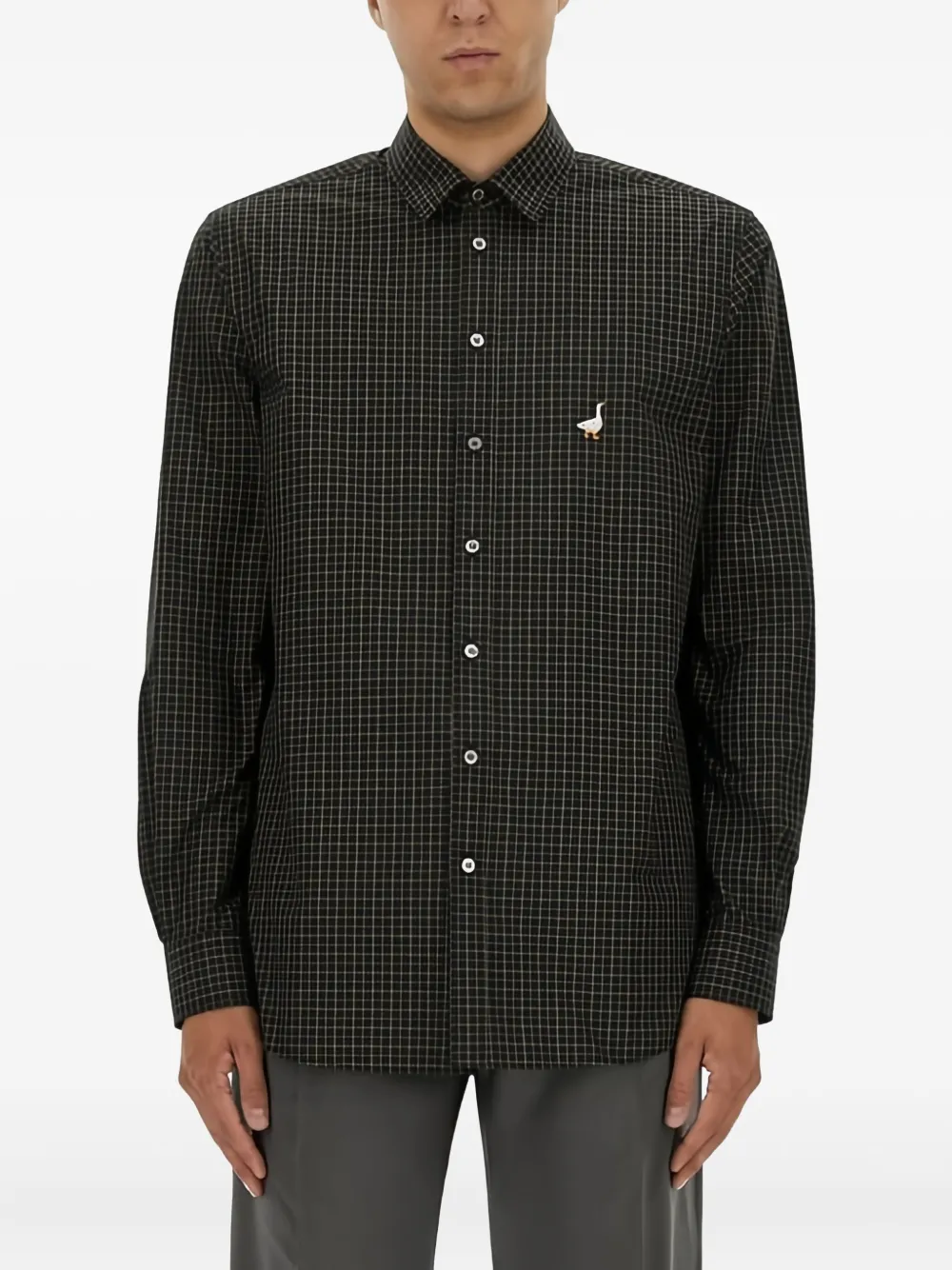Moschino checked-pattern duck-detail shirt | Black | Image 1