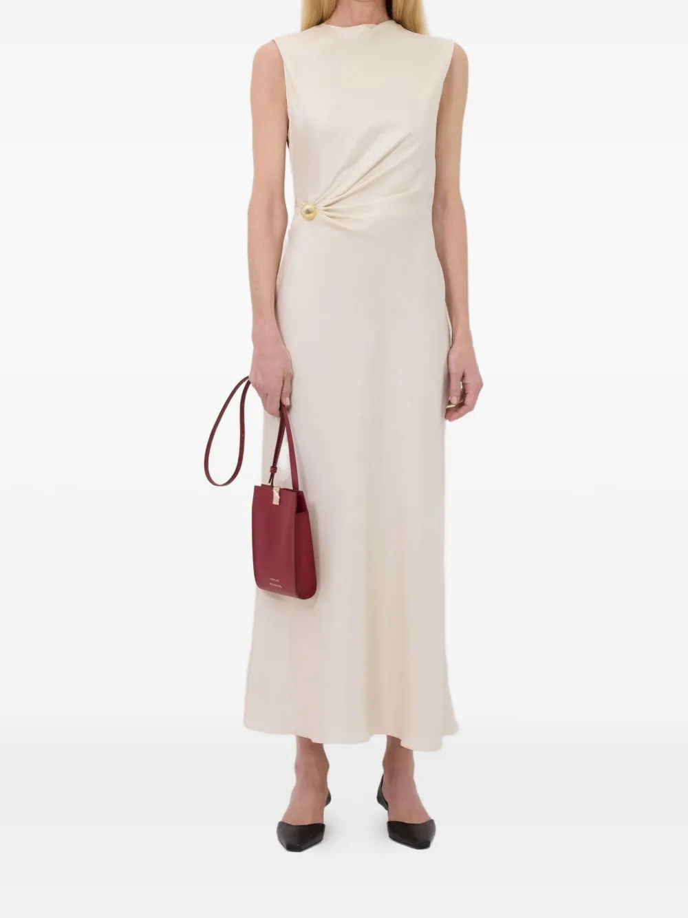 LouLou de Saison Roan mouwloze midi-jurk met gesmockte taille - Wit