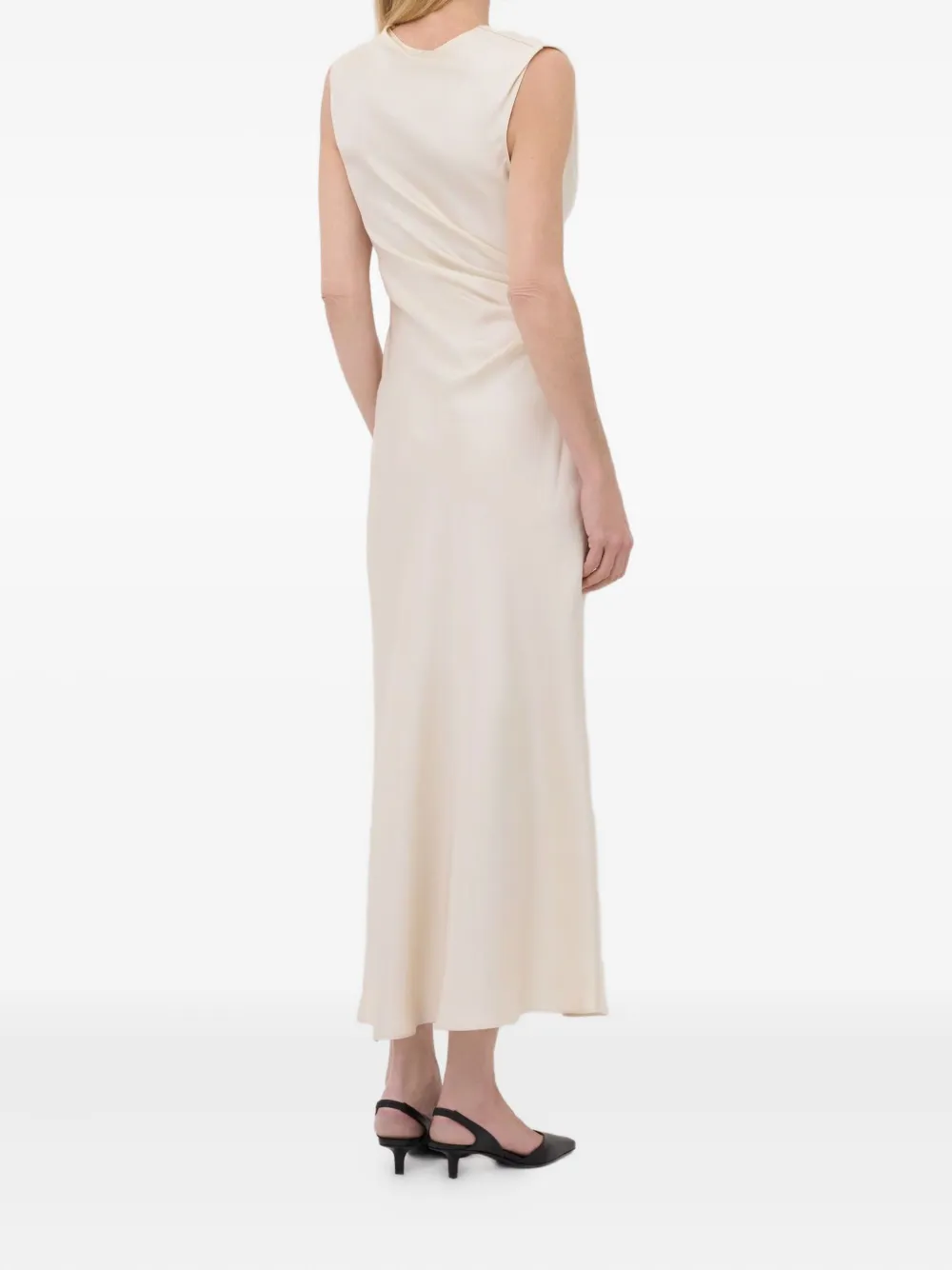 LouLou de Saison Roan mouwloze midi-jurk met gesmockte taille Wit