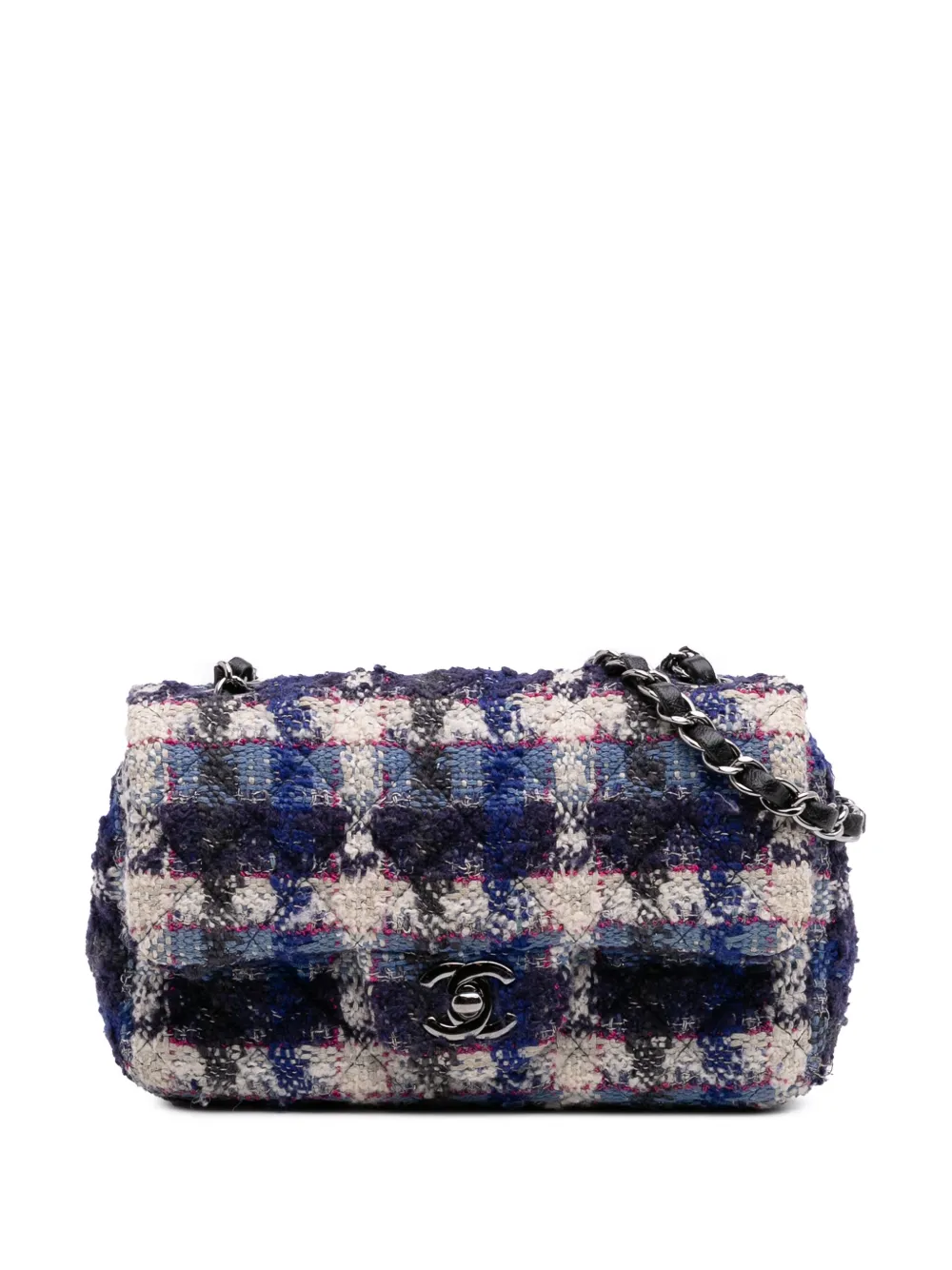 CHANEL Pre-Owned 2018-2019 Mini Rectangular Classic Tweed Single Flap CHANEL Pre-Owned 2018-2019 Mini Rectangular Classic Tweed Single Flap