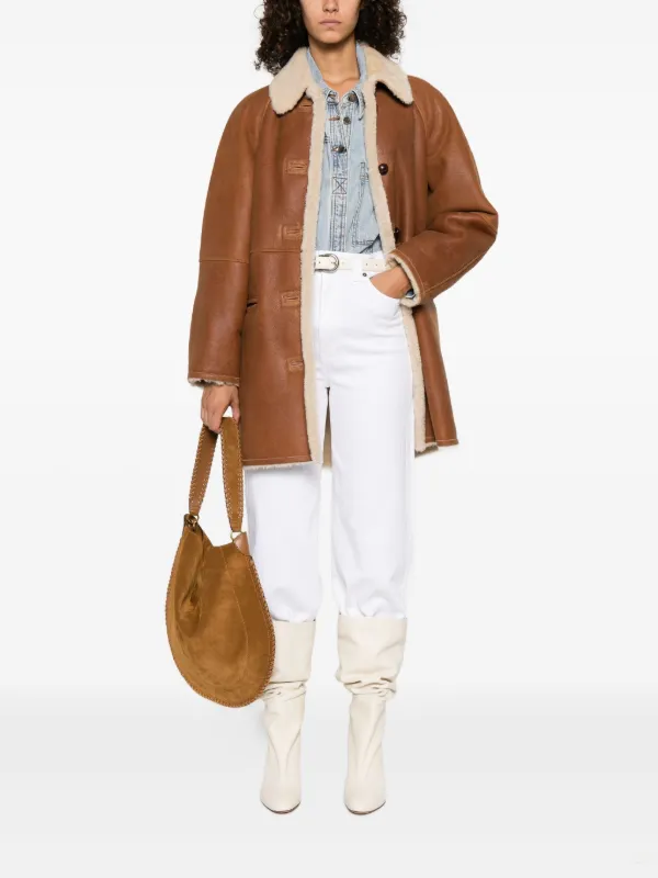Manteau Isabel Marant - Laine Bouclée & Cuir - Taille 2 (38/42) - Occasion Très Bon état