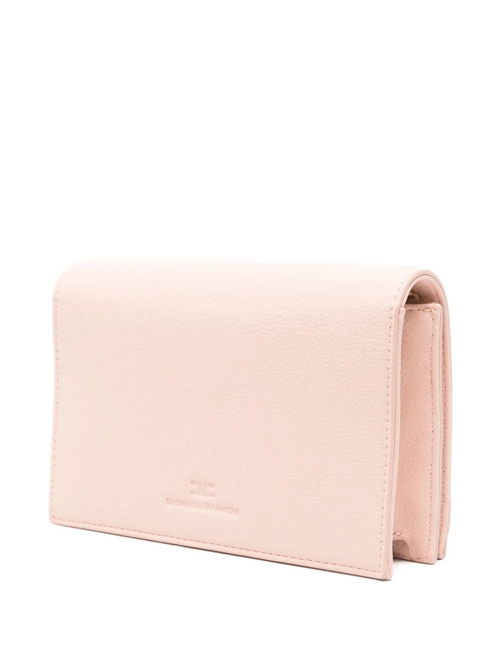 Elisabetta Franchi Schoudertas met goudkleurig plakkaat en ketting Beige