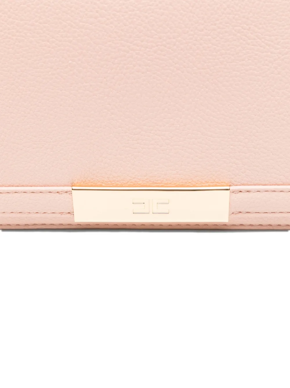 Elisabetta Franchi Schoudertas met goudkleurig plakkaat en ketting Beige