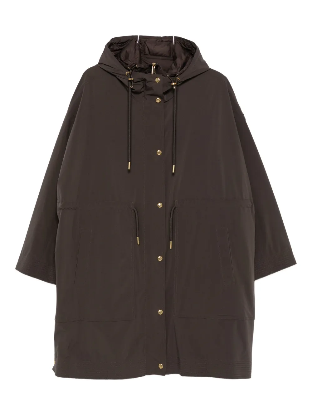 Moncler Drawstring-waist Hooded Coat In Brown