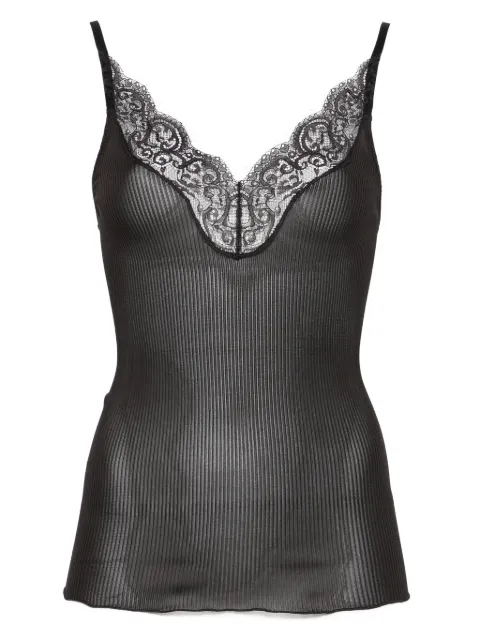 Saint Laurent lace-trim ribbed top