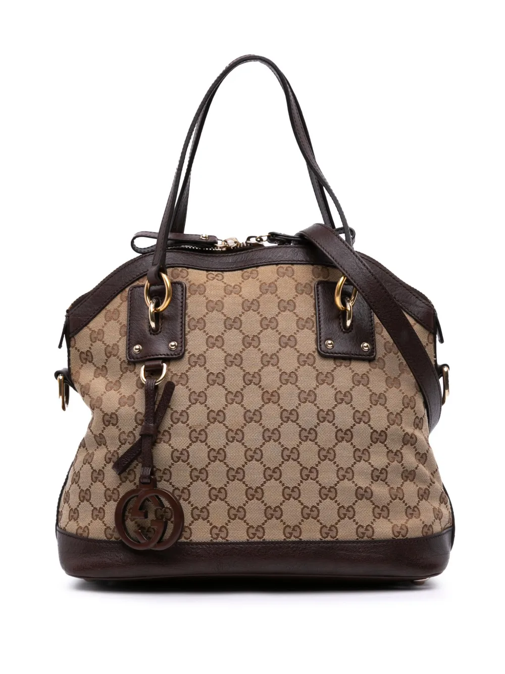 Gucci Pre-Owned 2016-2025 Medium GG Canvas Charm Dome satchel - ブラウン Gucci Pre-Owned 2016-2025 Medium GG Canvas Charm Dome satchel - ブラウン
