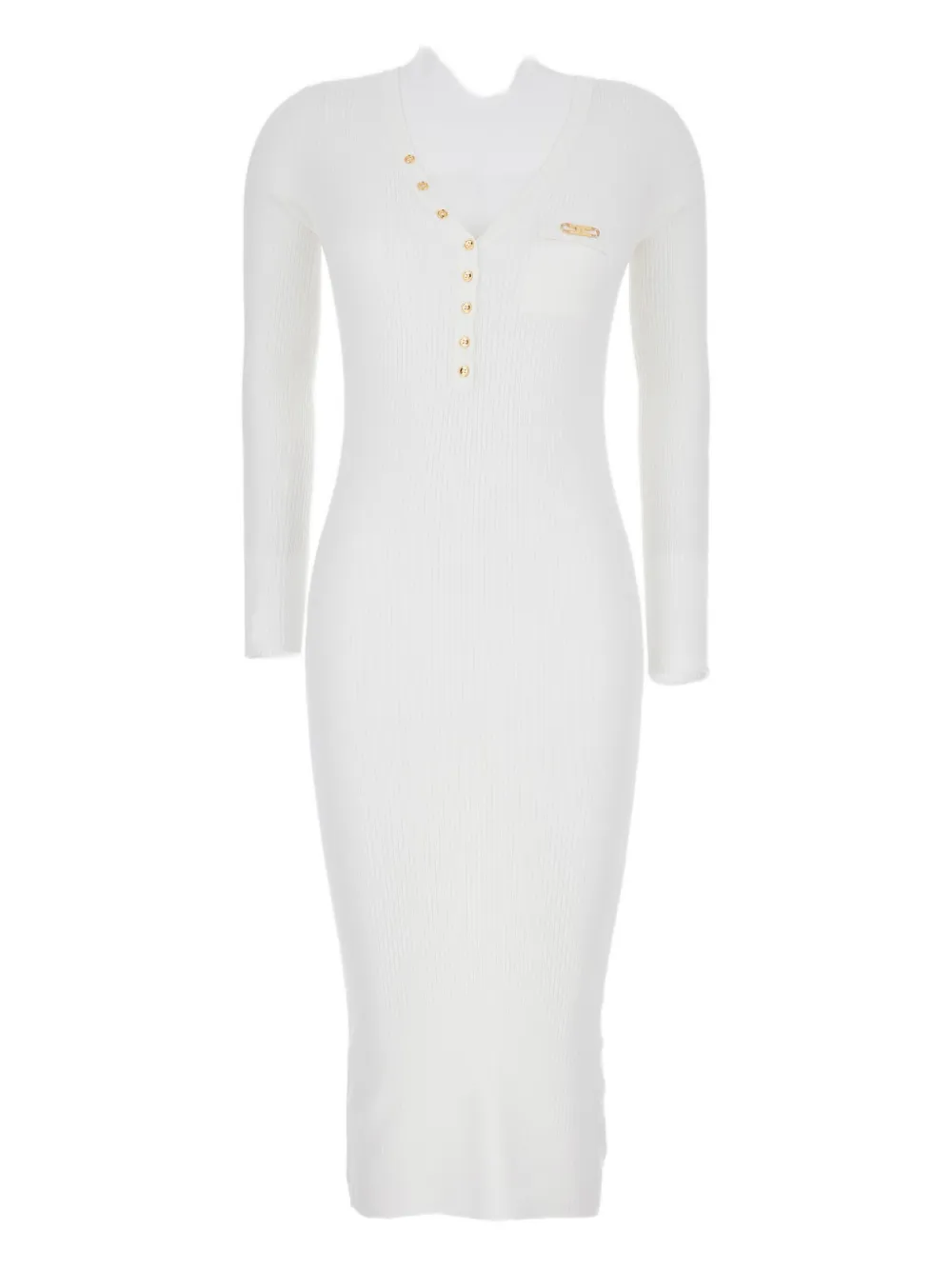 Elisabetta Franchi ribbed midi dress Wit