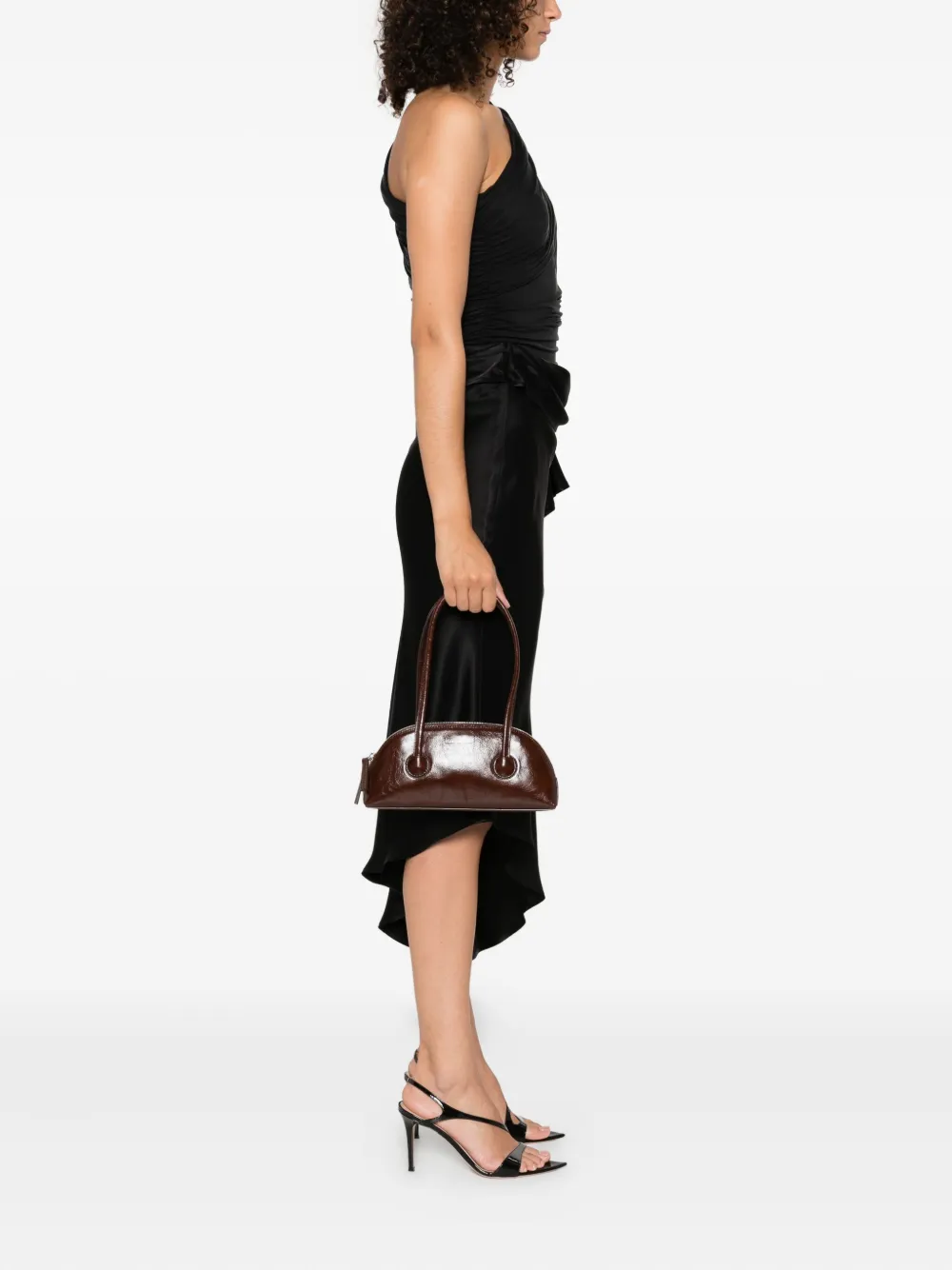 Marge Sherwood Medium schoudertas met logodetail - Bruin