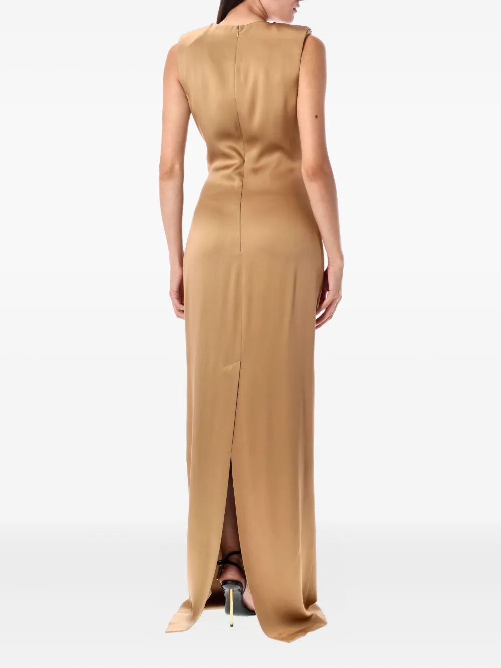 TOM FORD twist-neck sleeveless gown Bruin