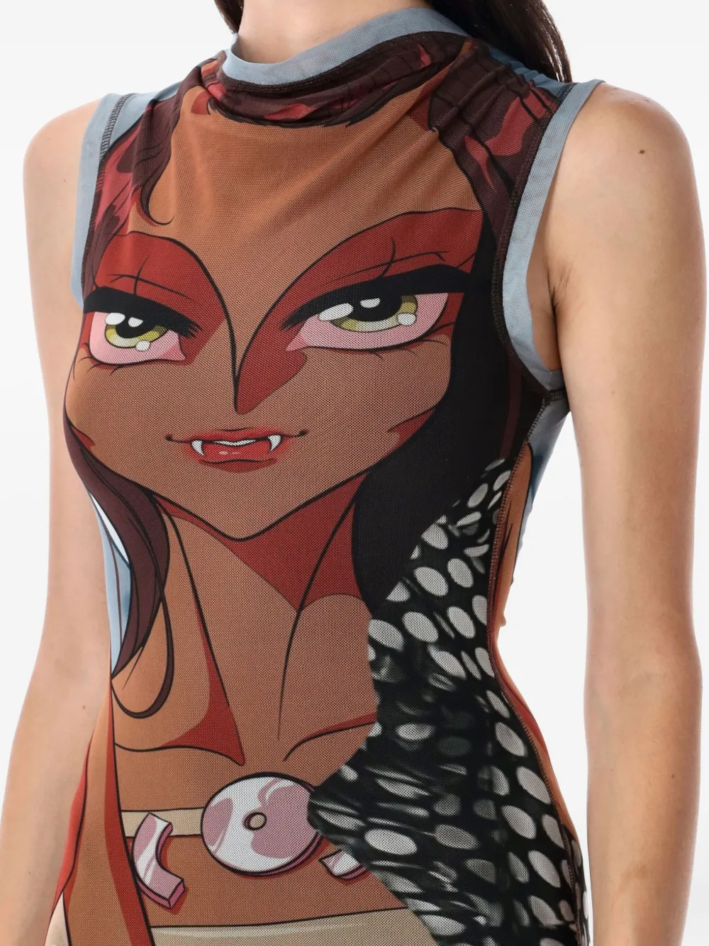 Ottolinger manga-print mesh maxi dress Bruin