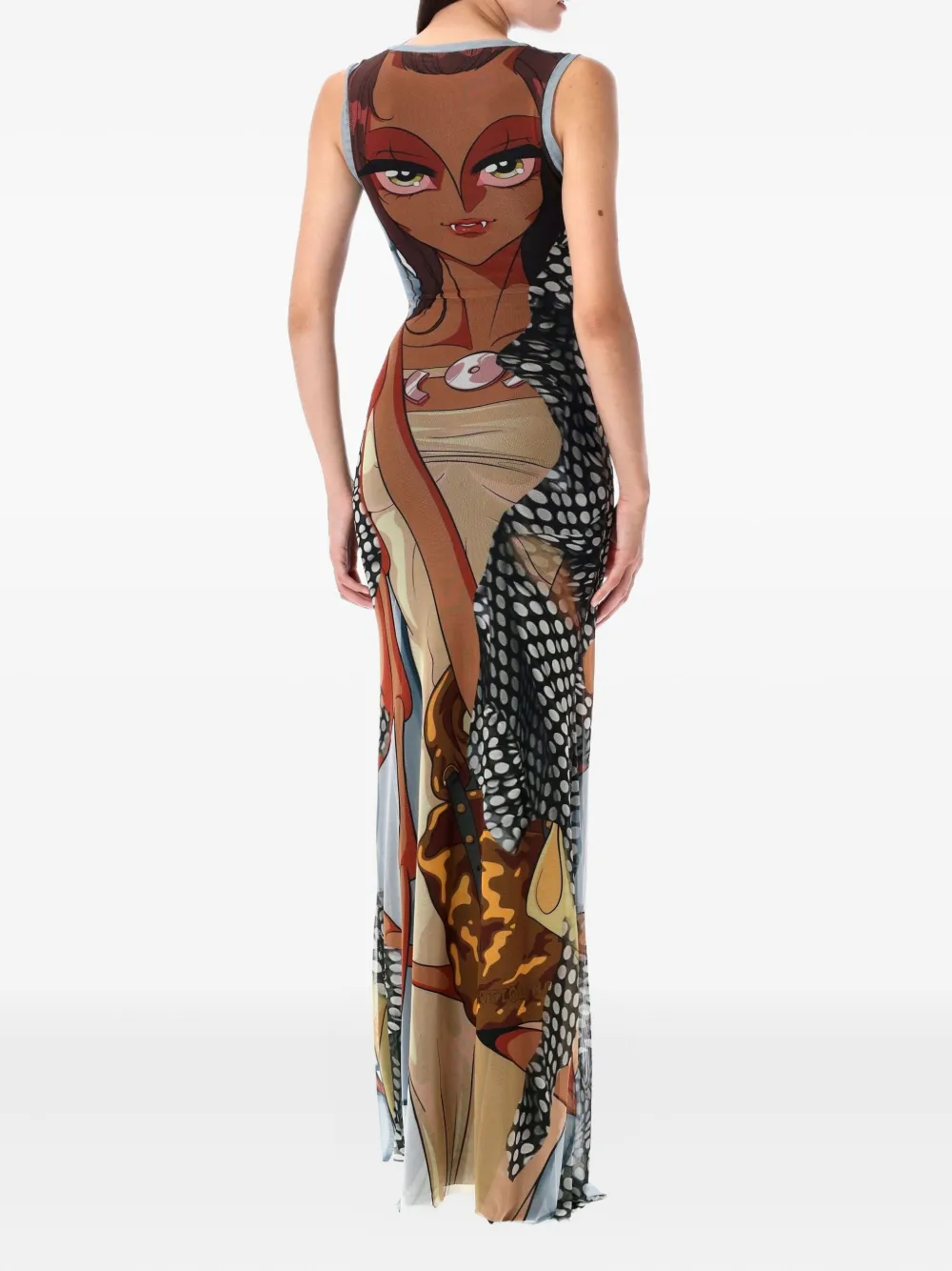 Ottolinger manga-print mesh maxi dress Bruin