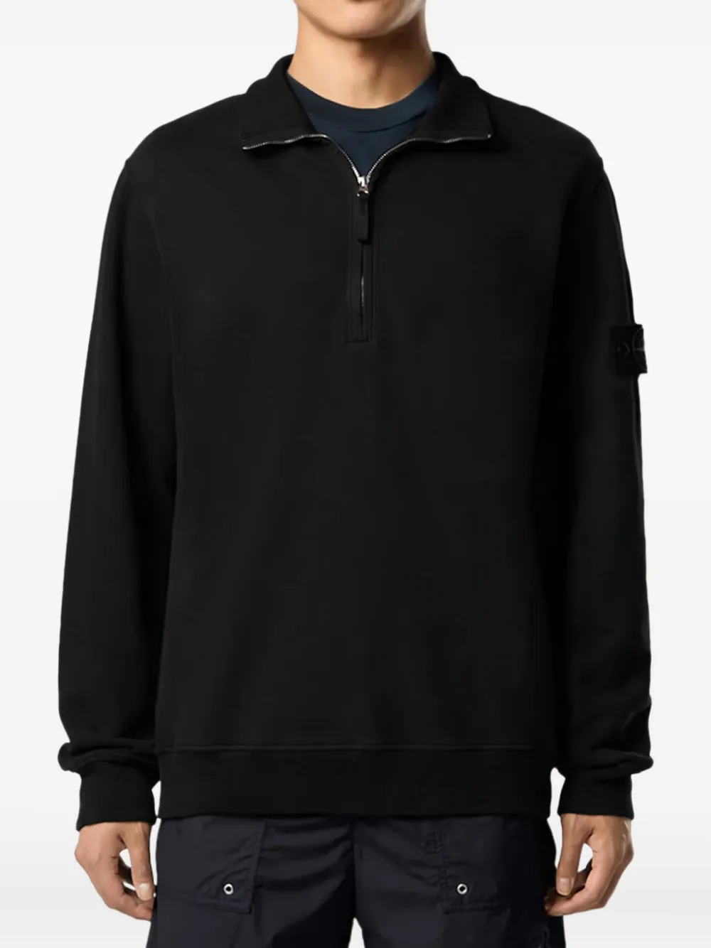 Stone Island half-zip stand-collar polo shirt - Zwart