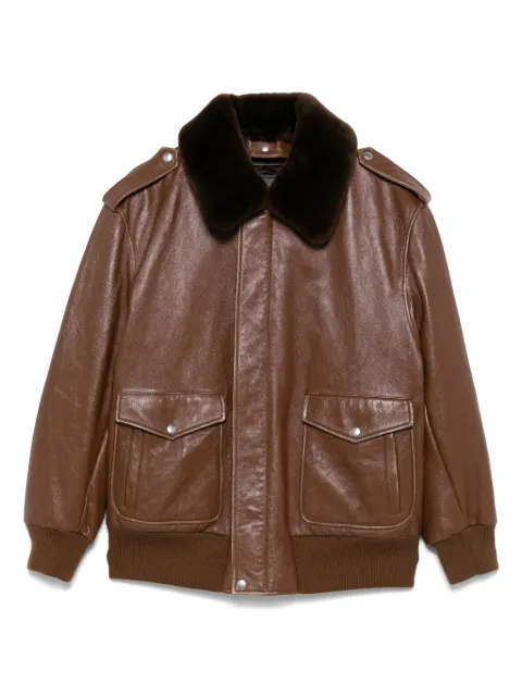 Prada Lederjacke mit Kontrastkragen