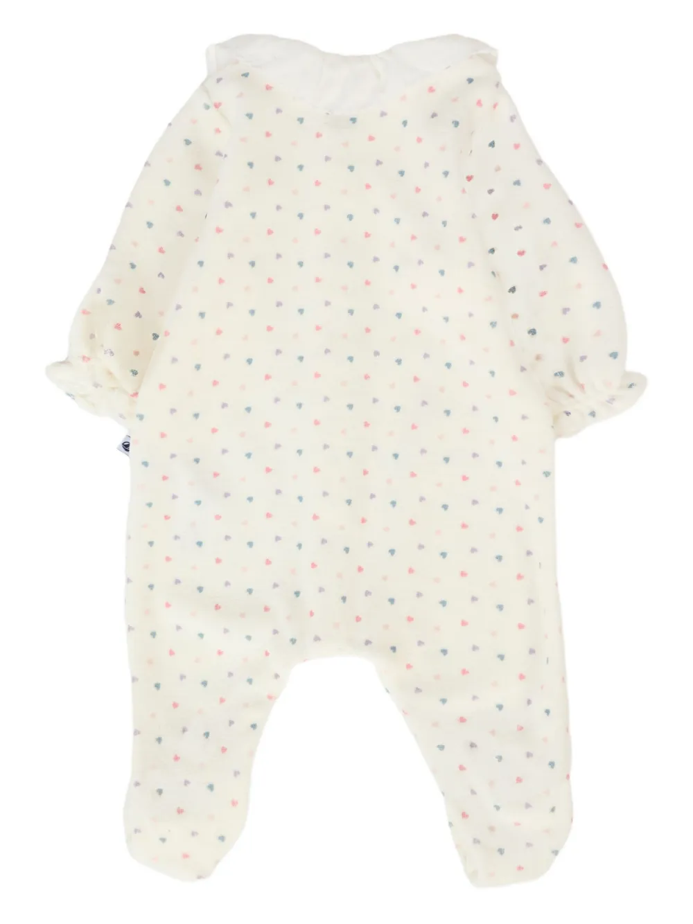 Petit Bateau Heart-print Collared Pajamas In Neutral