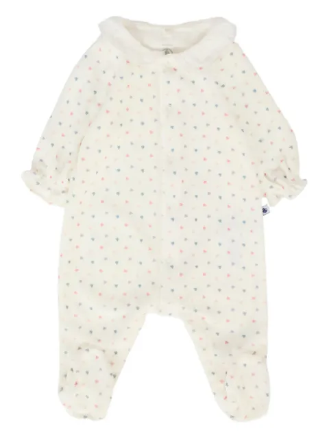 Petit Bateau heart-print collared pajamas