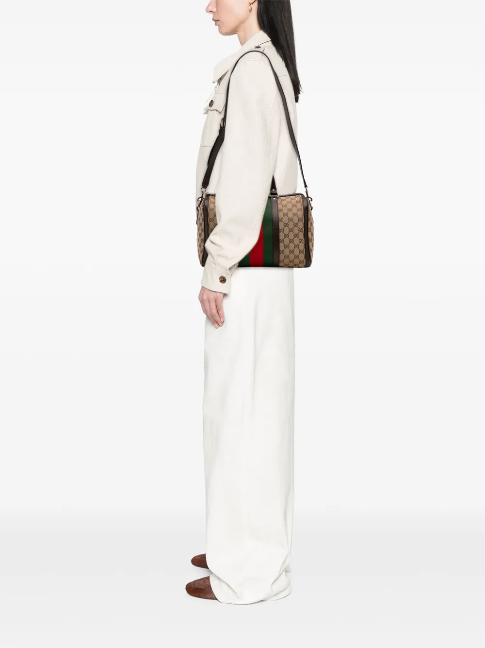 Pre-owned Gucci 2016-2025 Gg Canvas Web Joy Boston Bag Satchel