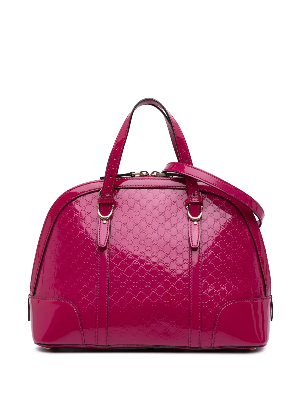 Gucci Pre-Owned 2016-2025 ミディアム マイクログッチシマ パテント ニース ドーム サッチェルバッグ - ピンク Gucci Pre-Owned 2016-2025 ミディアム マイクログッチシマ パテント ニース ドーム サッチェルバッグ - ピンク