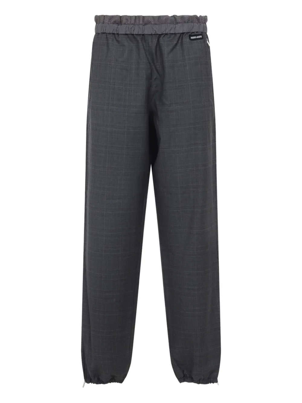 Miu Geruite trainingsbroek met elastische taille Grijs
