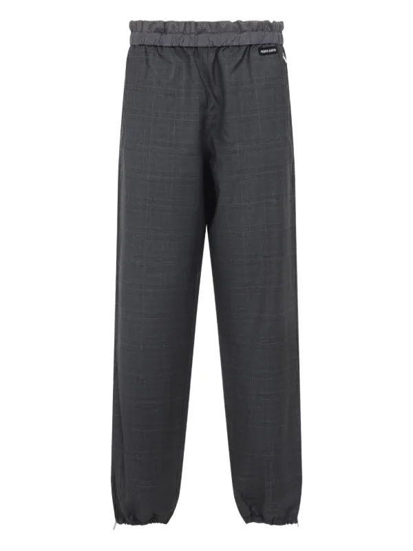 Miu Miu Checked elasticated-waist Track Pants | Grey | FARFETCH