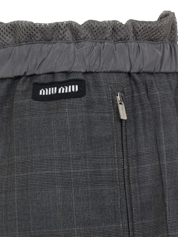 Miu Miu Checked elasticated-waist Track Pants | Grey | FARFETCH