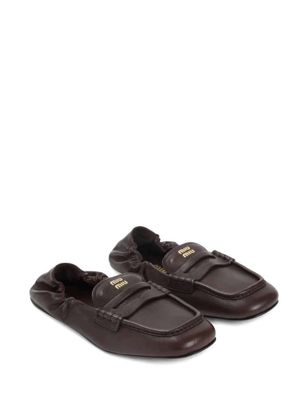Miu Miu Ruches loafers met elastische rug - Bruin