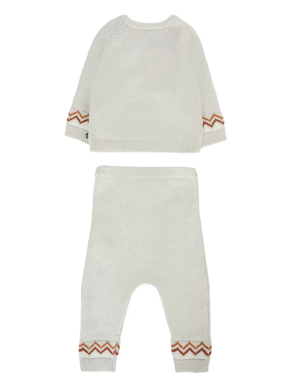 Petit Bateau zigzag-pattern knitted set Beige