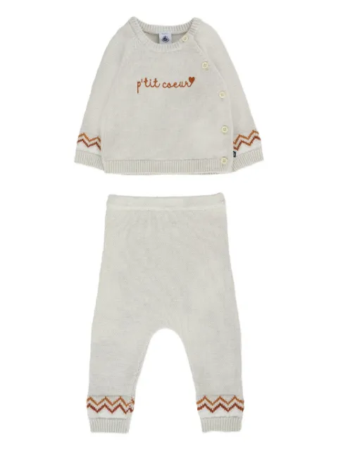 Petit Bateau zigzag-pattern knitted set