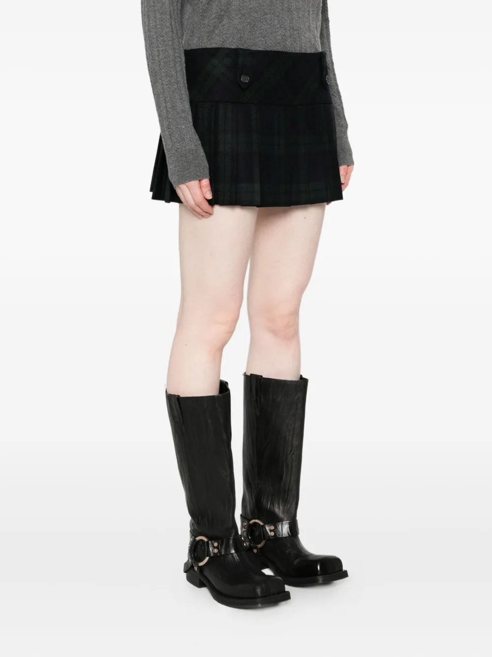Miu Geruite mini-plooirok Blauw