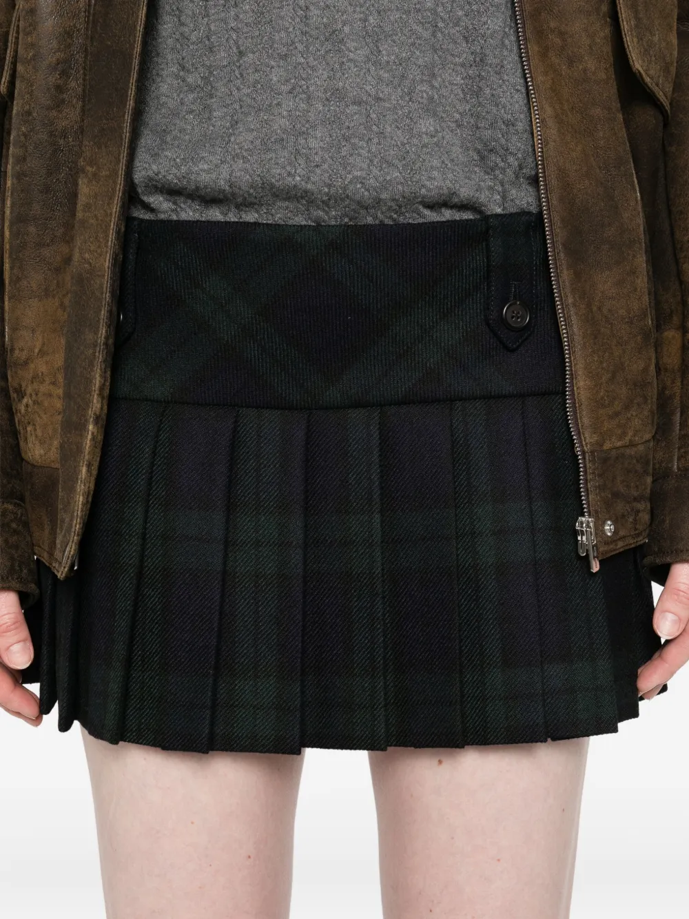 Miu Geruite mini-plooirok Blauw