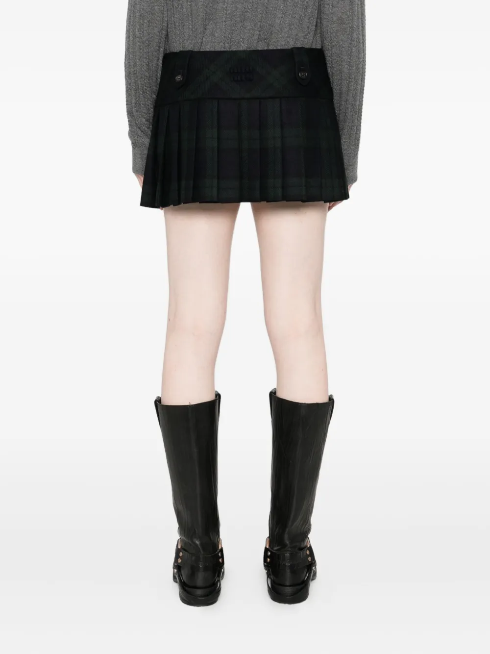 Miu Geruite mini-plooirok Blauw