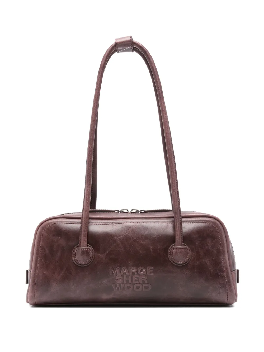 Margesherwood Embossed-logo Leather Shoulder Bag In Red