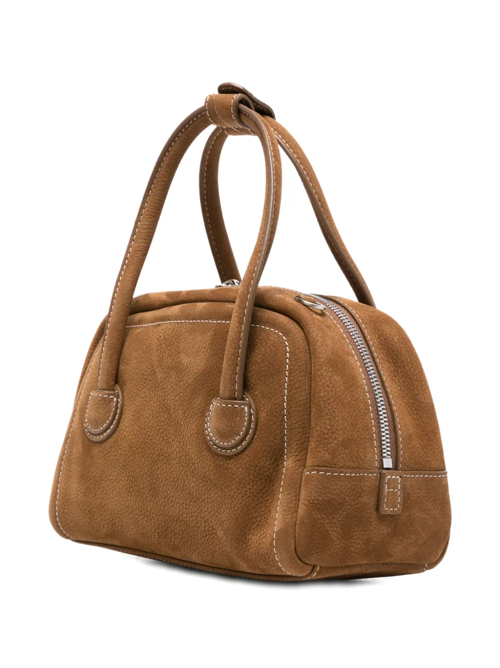 Margesherwood Logo-embossed Suede Tote Bag In Brown