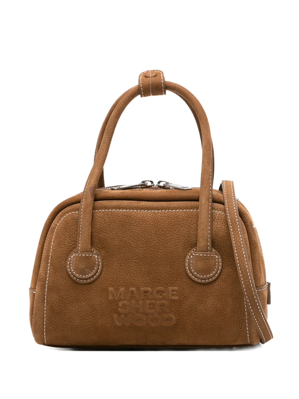 Margesherwood Logo-embossed Suede Tote Bag In Brown