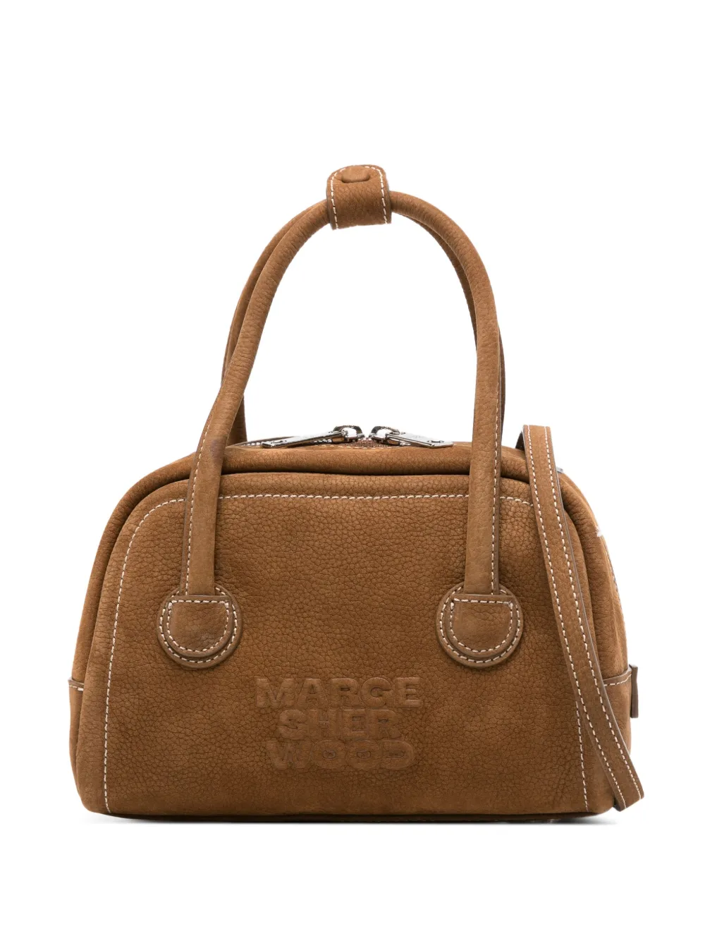 logo-embossed suede tote bag