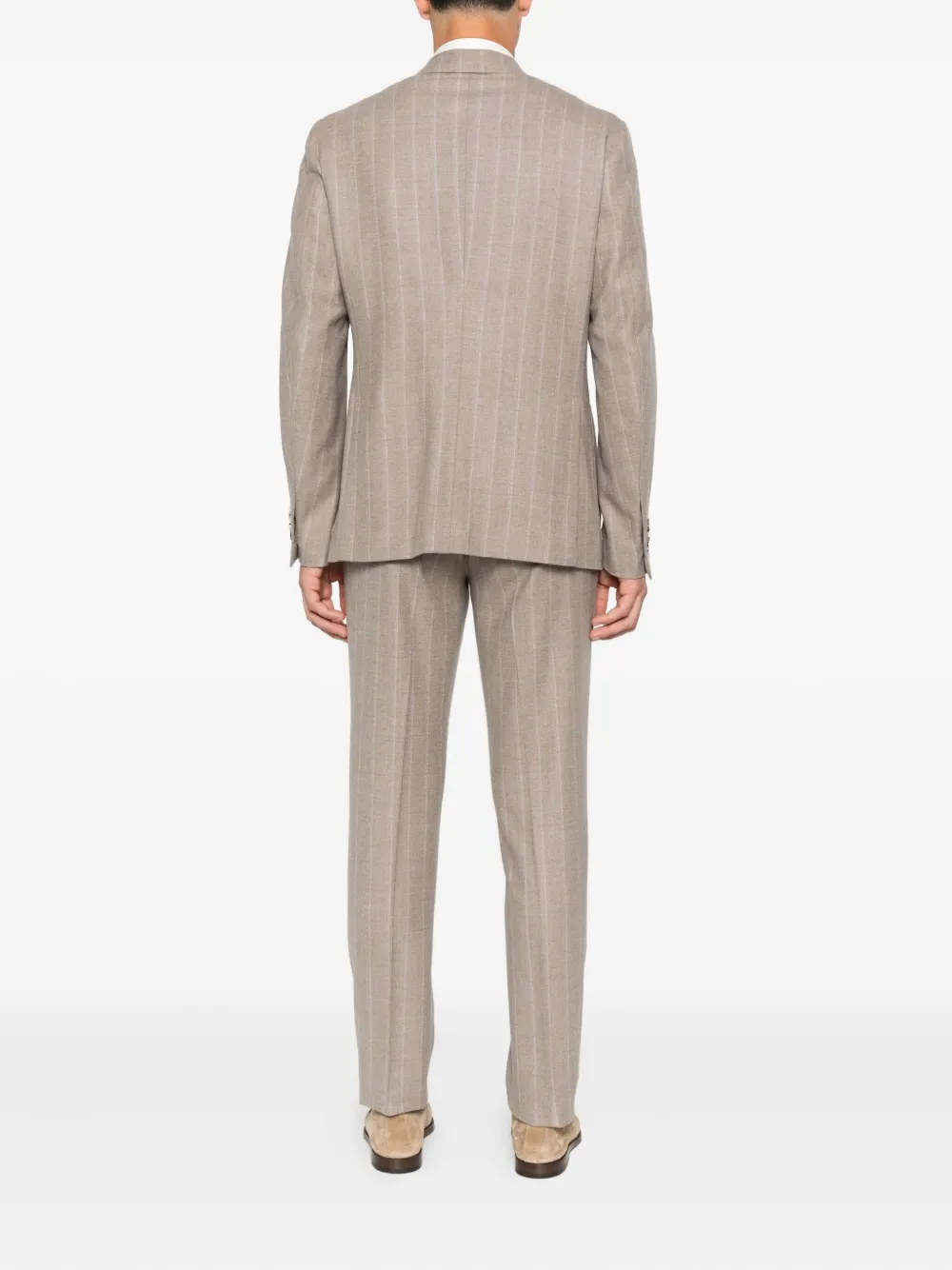 Isaia Pinstripe Double-breasted Suit In Gold