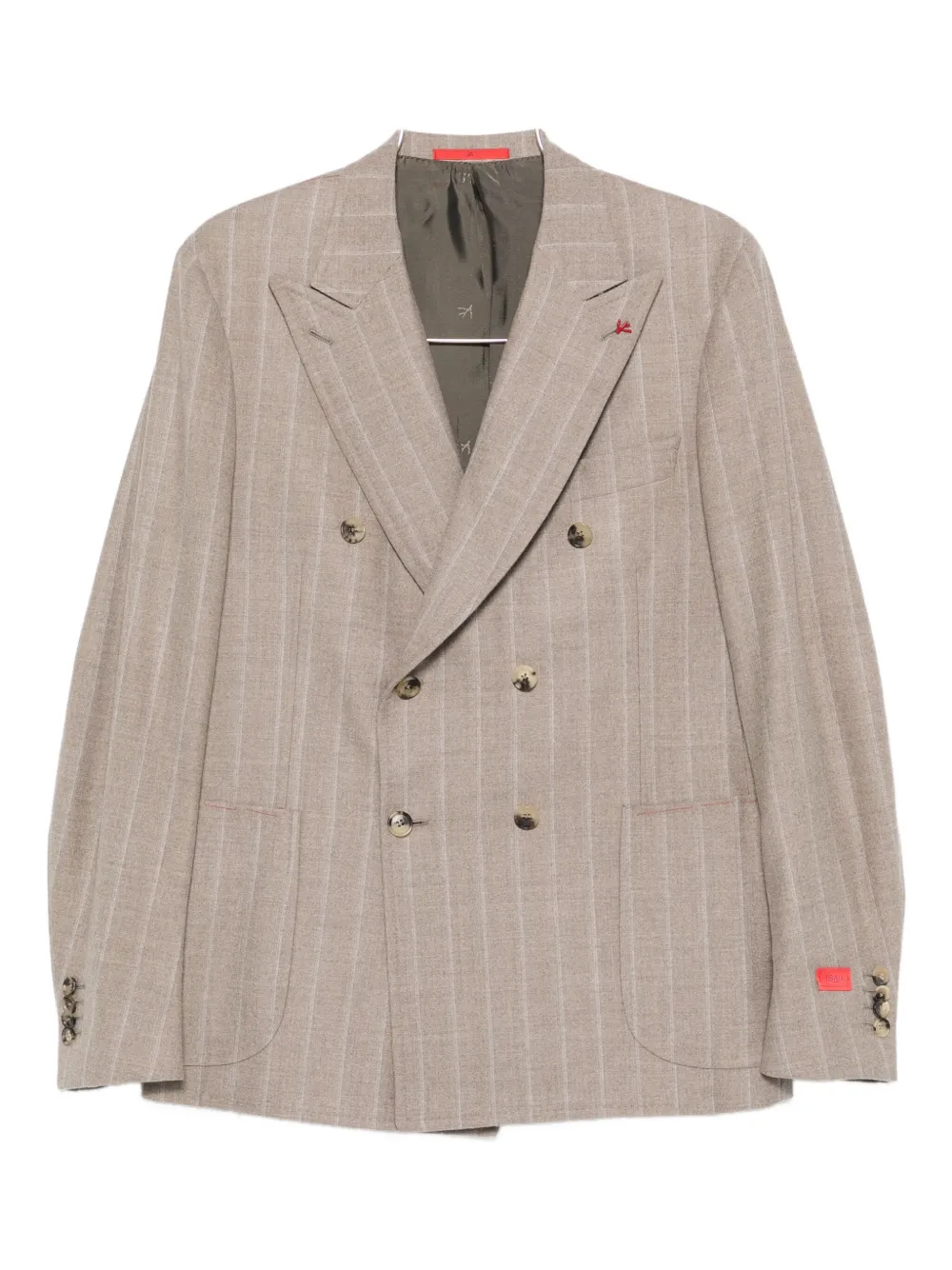 Isaia pinstripe double-breasted suit - Marrone