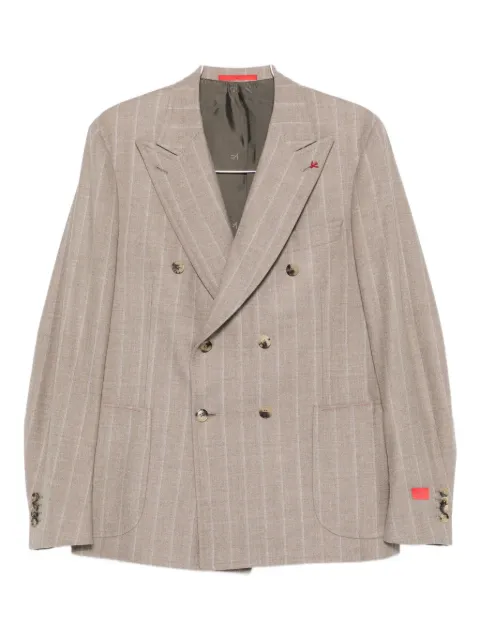 Isaia traje con rayas diplomáticas estampadas