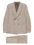Isaia pinstripe double-breasted suit - Brown
