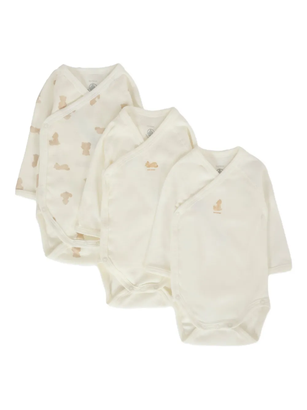 Petit Bateau animal-print cotton bodies (pack of three) Wit