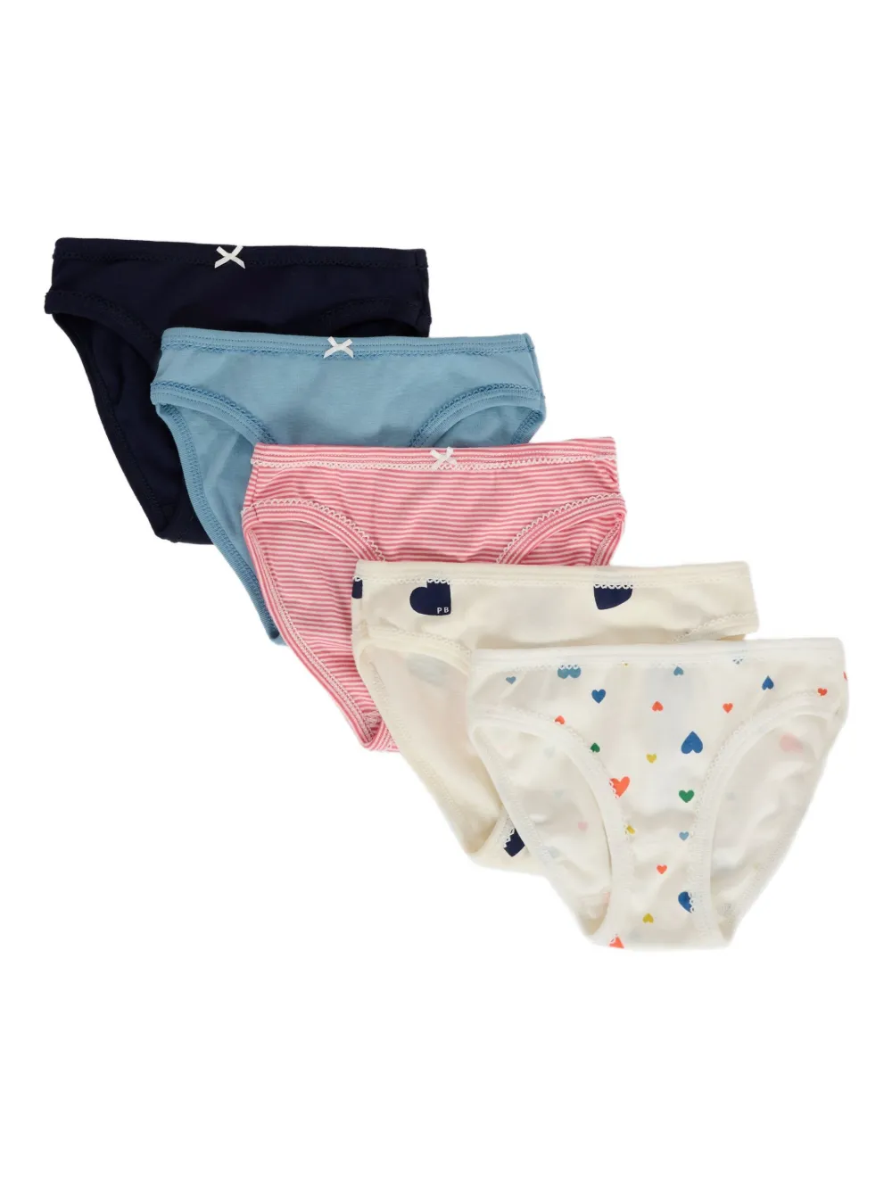 Petit Bateau bow-detailed heart-print briefs (pack of five) Zwart