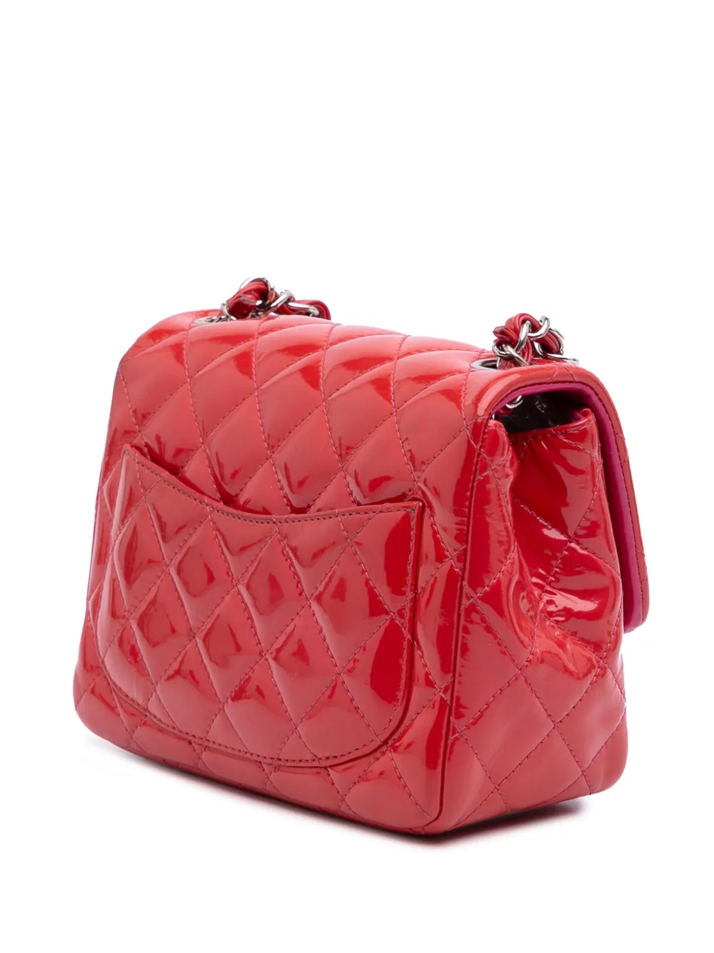 Pre-owned Chanel 2014 Mini Square Classic Patent Single Flap Crossbody Bag