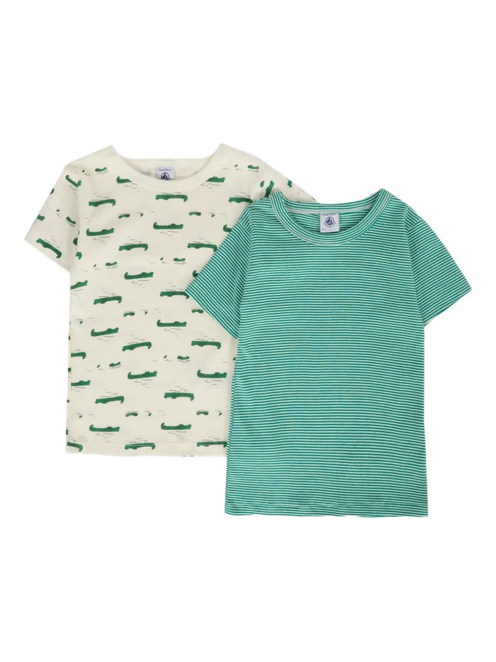 Petit Bateau boat-print striped cotton T-shirt (pack of two) Wit