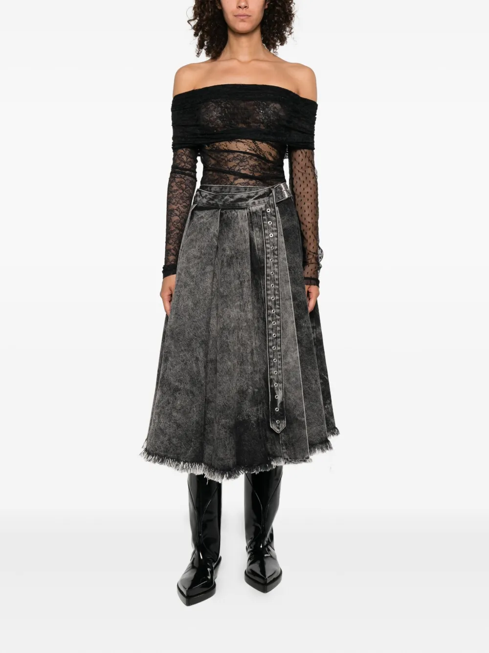 Pinko Floral-lace Bodysuit In Black