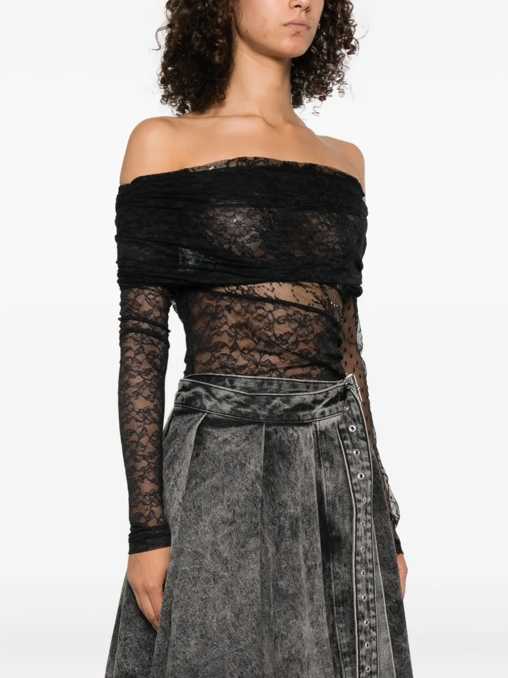 Pinko Floral-lace Bodysuit In Black