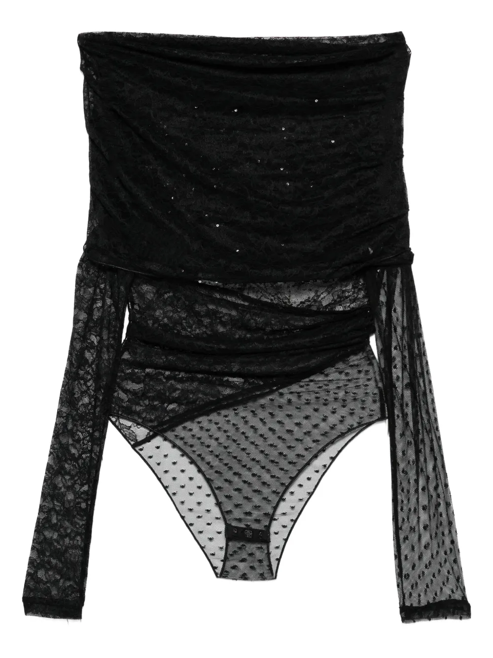 Pinko Floral-lace Bodysuit In Black