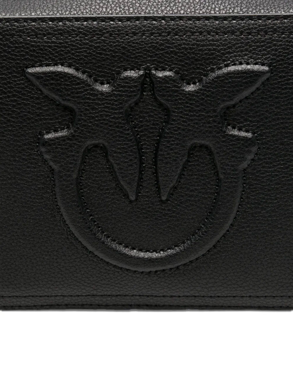 PINKO Carrie leren crossbodytas met logo-reliëf Zwart